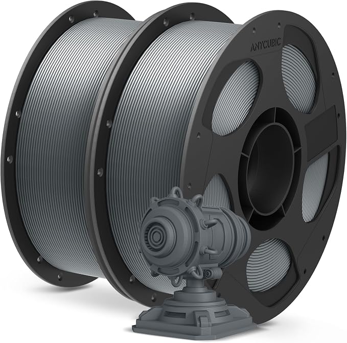 ANYCUBIC PLA Plus (PLA+), 3D Printer Filament 1.75mm Bundle, Dimensional Accuracy +/- 0.02mm, High Toughness, Print with Most FDM 3D Printers, 1KG Reusable Spool, 2kg, Texture Grey