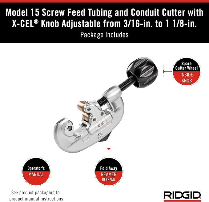 Ridgid 32920 model 15 Screw Feed Tubing Cutter, 3/16" To 1-1/8" Tube Cutter