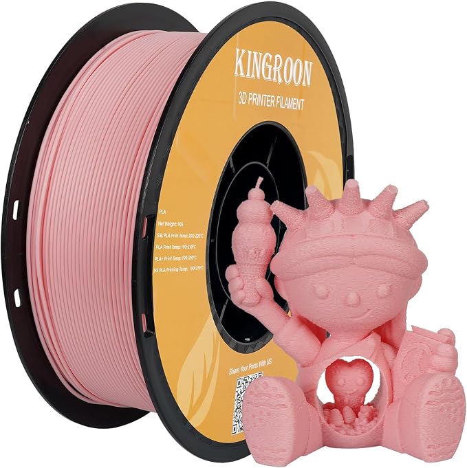 Kingroon High Speed PLA 3D Printer Filament 1.75mm, 3D Printer Rapid Filament for 30-600mm/s Hyper Printing Filament, Dimensional Accuracy +/- 0.03 mm, 1kg Plastic Spool(2.2lbs) (Pink)