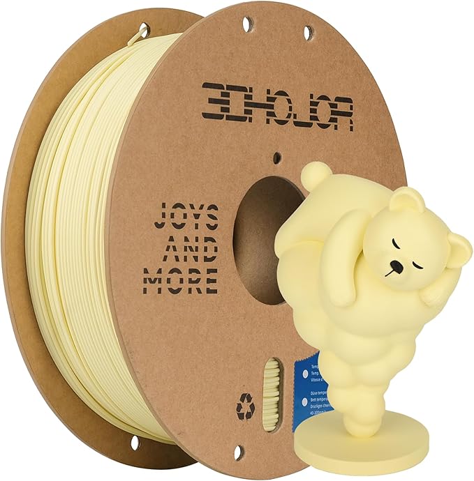 3DHoJor Matte PLA Filament 1.75mm, Upgrade 1kg Cardboard Spool PLA Filament 1.75 PLA 3D Printing Filament, Print with Most 3D Printers Using 3D Filament-Almond Yellow