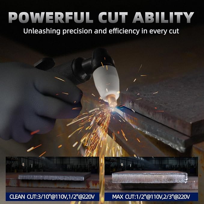 CUT50 Plasma Cutter Machine,50Amp Dual Voltage 110V/220V IGBT Inverter 1/2 Inch Clean Cuts Portable Air Plasma Cutting Machine,LED Digital Display Fit DIY Friendly