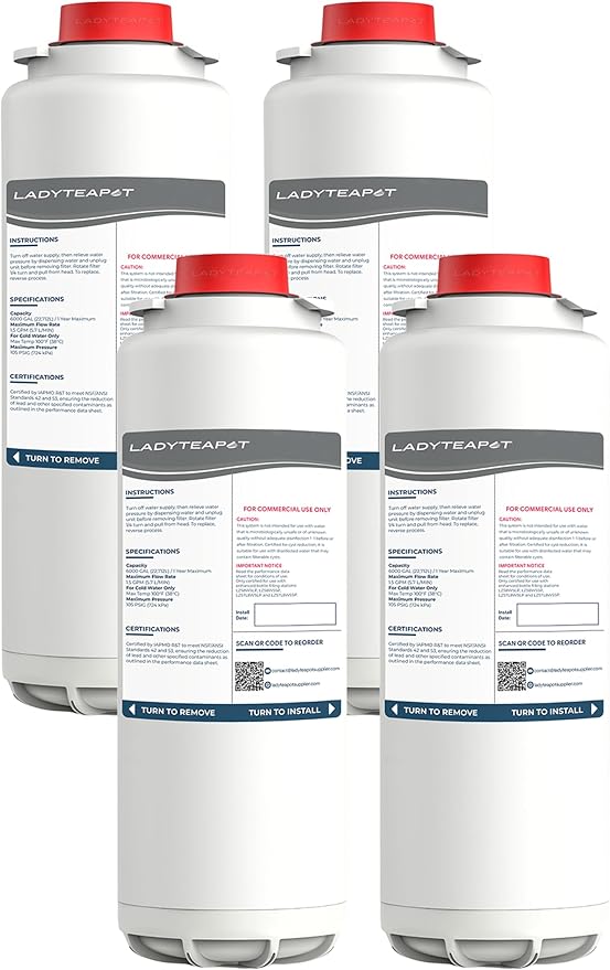 Water Filter Replacement Compatible With Elkay 51600C EWF6000 Bottle Filling Stations, 6000 Gallons/12 Months (No Chip - 4 Pack)