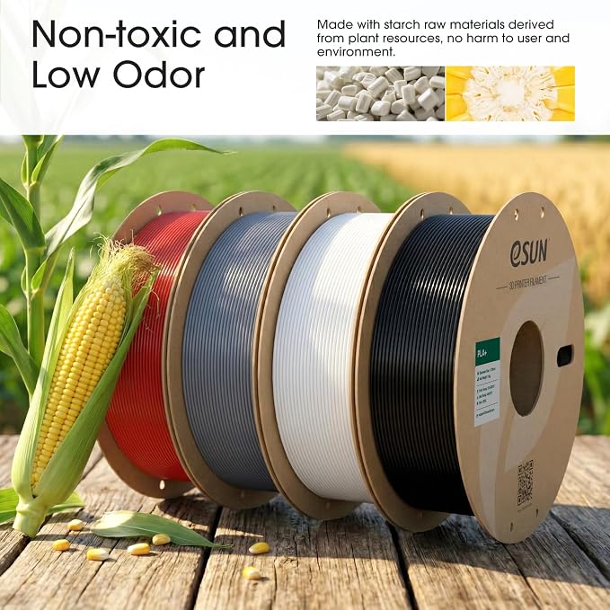 eSUN 10KG Bulk PLA+ Filament 1.75mm, Black, 10 Spool Pack (1KG/Spool) Pro-Grade High Toughness PLA Plus 3D Printer Filament, Clog-Free, Dimensional Accuracy +/- 0.03mm