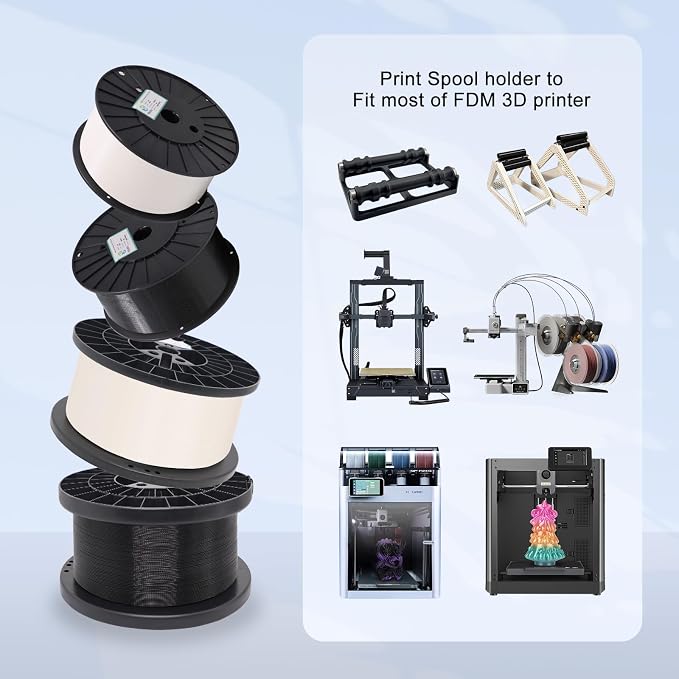 YOUSU PLA 5kg 3D Printer Filament Bundle 1.75mm, Print with Most FDM 3D Printers, 11lbs, 1 Pack 5kg Large Spool, Accuracy +/- 0.02mm, White