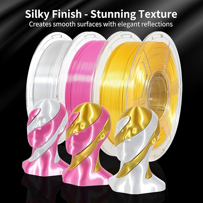 IEMAI Pink Silk PLA Filament 1.75mm 1kg, Silky Glossy Finish 3D Printer Filament Max 600mm/s Printing, Enhanced Toughness & Neatly Wound for DIY, Art & Home Décor