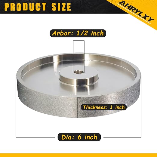 6" CBN Grinding Wheel, 1" Wide x 1/2" Arbor, Grit 320, for Sharpening High Speed Steel Tools, Diamond Grinding Wheel