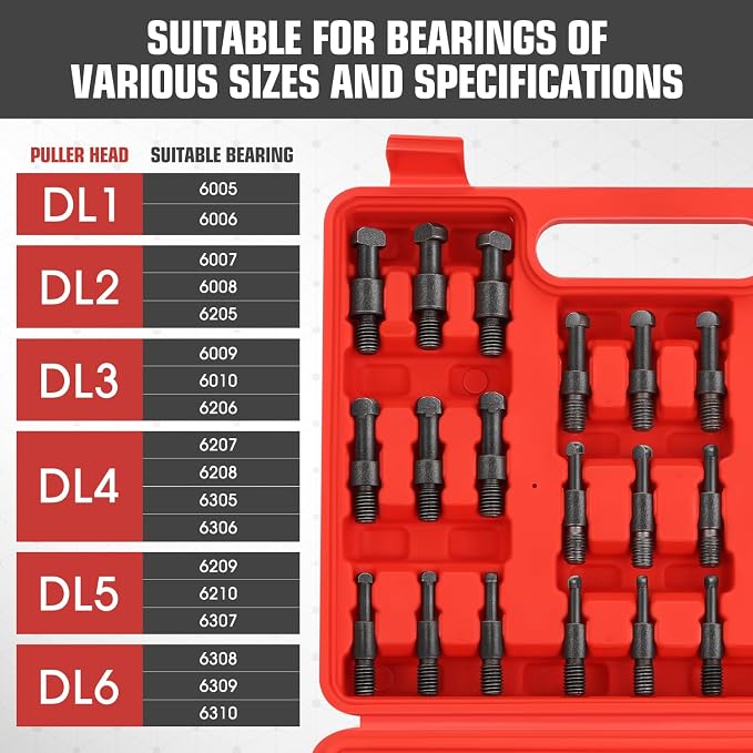 DNA Motoring 21 in 1 Bearing Puller, Bearing Extractor Removal Tool, Inner Hole Three-Jaw Puller with Curved Hook, Collet Multi-Functional Bearing Removal Tool, TOOLS-00606