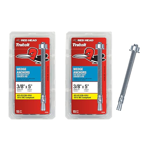 Red Head TruBolt 3/8 x 5 Wedge Concrete Anchors, 15 PCS (2-Pack)