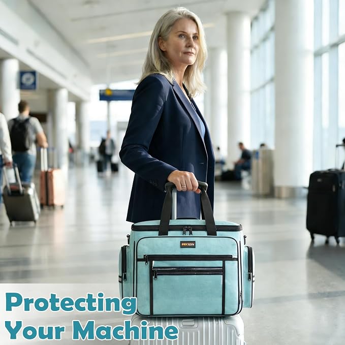 Sewing Machine Case with Wheels - Detachable Rolling Sewing Machine Case Fits Most Standard Sewing Machines And Storage Sewing Accessories, For Singer, Brother, Janome, Teal