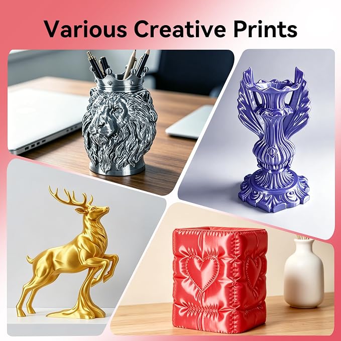 Kingroon Silk PLA 3D Printer Filament, Dimensional Accuracy +/- 0.03 mm, 1 kg Spool(2.2lbs), PLA Shiny Filament 1.75 mm (Red)