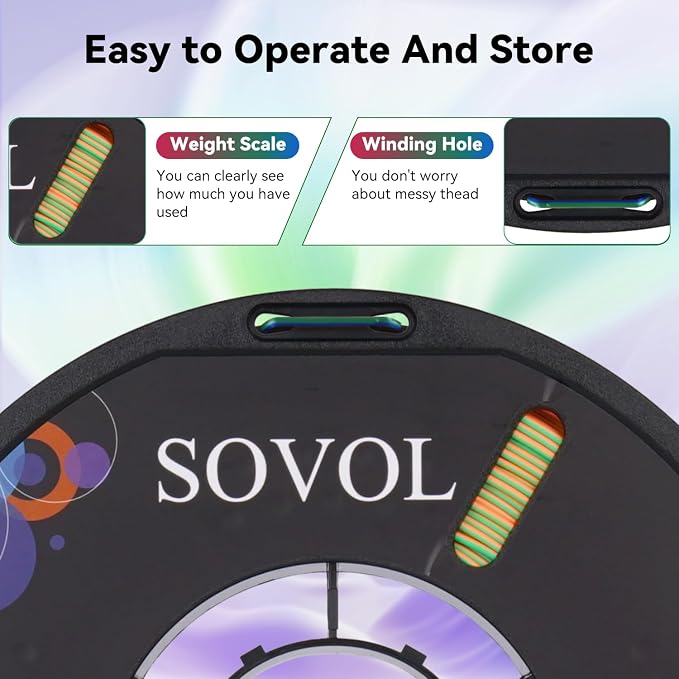 Sovol PLA Filament Silk Tri Color Co-Extrusion 1.75mm, 3D Printer Filament 1kg/ 2.2lbs, Shiny Silk Blue Green Orange 3 in 1 Coextrusion PLA Material +/-0.03mm