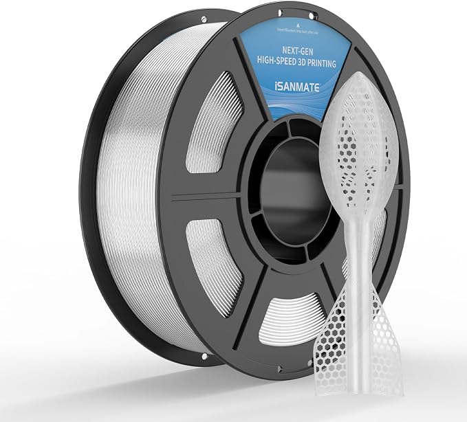 iSANMATE TPU Filament 1.75mm 95A Clear, 1kg/2.2lbs TPU Flexible 3D Printer Filament for FDM 3D Printers,Dimensional Accuracy +/- 0.03mm, 50-100mm/s