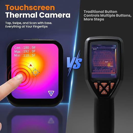 Mini Thermal Camera with Touchscreen, No App Required Small Infrared Imager for Home Inspection, 80×60 IR Resolution Infrared Camera for Detect Hidden Camera, Water Leak Detection