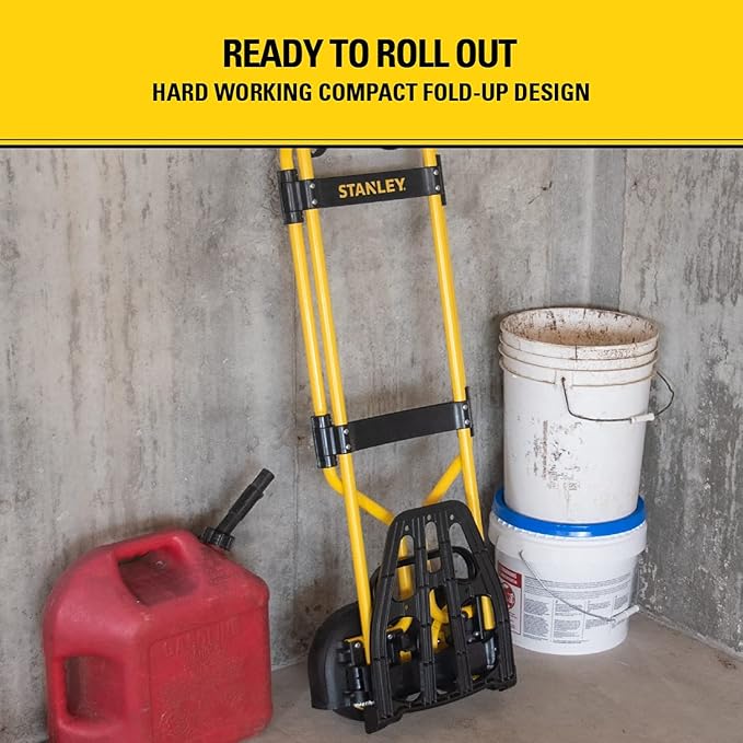 Stanley Heavy-Duty Folding Hand Truck & Dolly, 400 lbs. (181 kgs.) Capacity, Professional Grade, Compact, Lightweight & Slim Design, Easy Storage, Steel Frame, Ergonomic 3 Handle Design (SXWT-FT591)