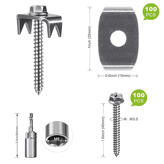 Fence Staples, Insaga 304 Stainless Steel Fence Nails for Softwood, Reusable Wire Fence Staples Screws for Mesh and Woven Fencing, 100pcs Fence Fasteners with Wire Fixer Hold Wire Firmly
