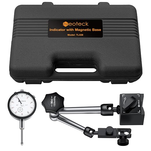 Neoteck Dial Indicator 0-1in/0.001in with 132lbs/60kg Magnetic Base,Imperial Dial Test Indicator Gauge Set with Storage Case for Lathe,3D Printer,CNC,Automobile,Laboratory