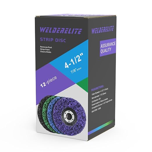 12-Pack Paint Stripper Discs for Angle Grinder, 4-1/2" x 7/8" - Multi-Surface Rust, Paint, and Oxide Removal Wheels for Metal and Wood