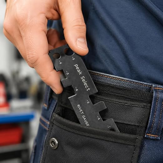 Rivet Gauge Tool | One Piece Rivet Measuring Gauge | Metal Rivet Inspection Gauge | Shop Head and Rivet Length Checker | Aluminum Plate Riveting Measurement Tool