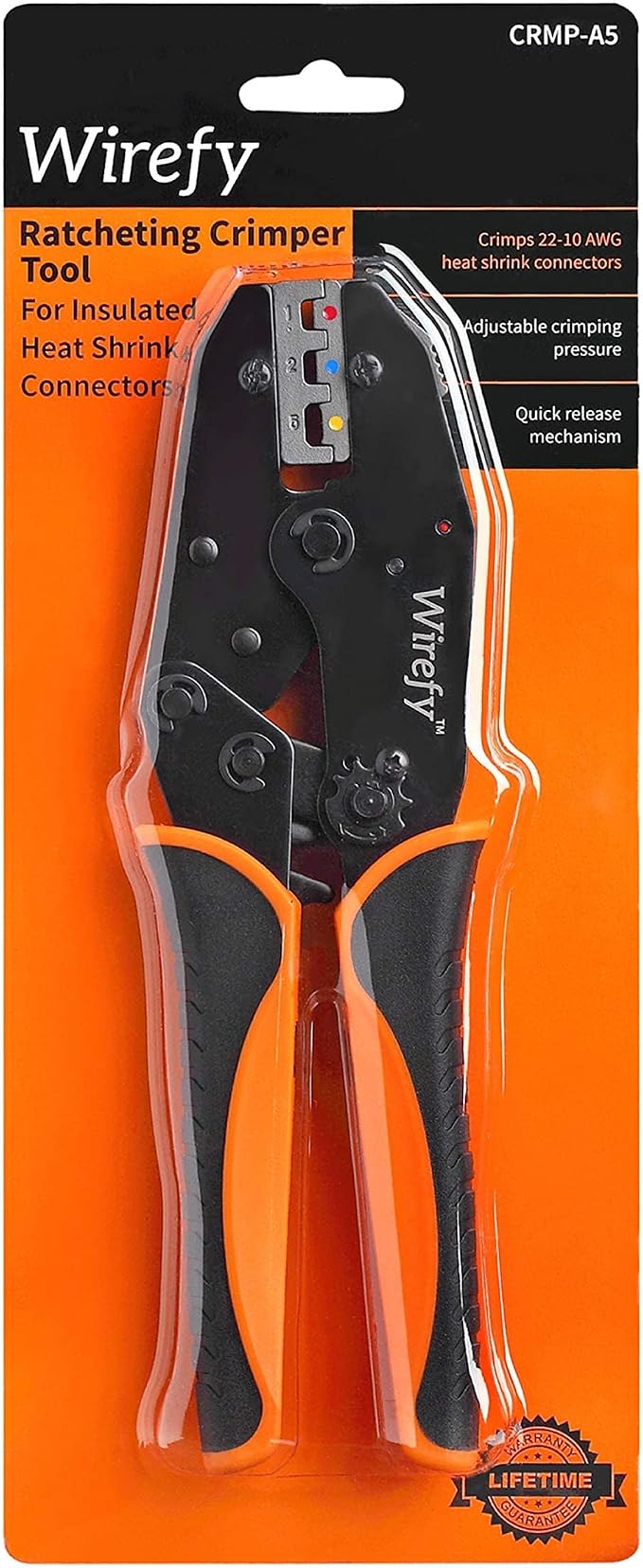 Crimping Tool for Heat Shrink Connectors - Ratcheting Wire Crimper - Crimping Pliers - Ratchet Terminal Crimper - Wire Crimp Tool by Wirefy