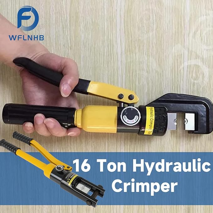 WFLNHB 16 Ton Hydraulic Wire Cable Lug Terminal Crimper Crimping Tool with 11 Dies YQK-300 Fit for for Welding Cables, Power Wires and Electrical Cables