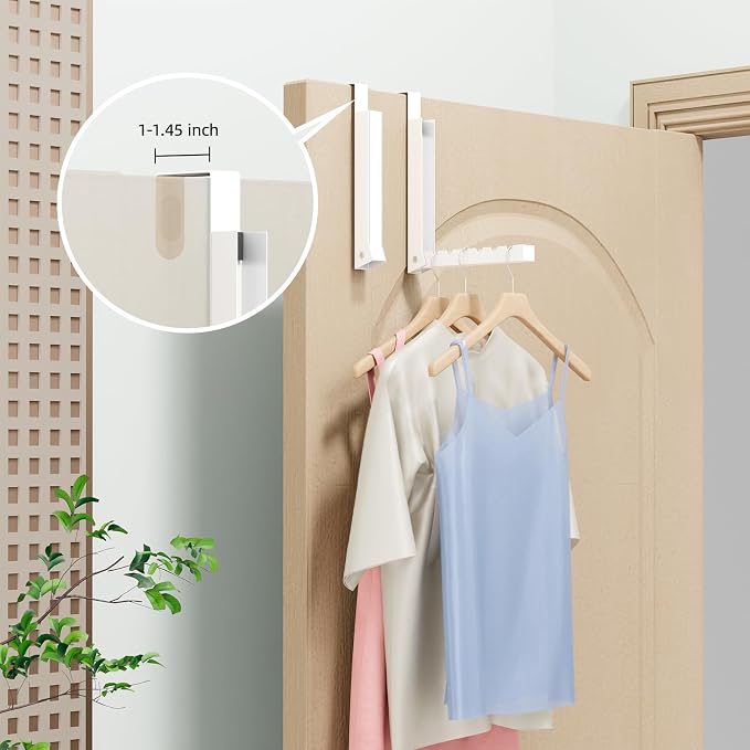 Over The Door Hooks 4 Pack,Over The Door Hanger Hook,Folding Over The Door Drying Rack for Laundry,Coat Rack,Compact Small Space Foldable Portable