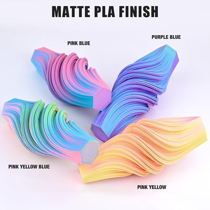 OVV3D Matte PLA 3D Printer Filament Bundle, Tri & Dual Color Filament 1.75mm Pack, Multi Color Change 3D Printing Filament for Most FDM 3D Printer, 4 Spools 200g Each