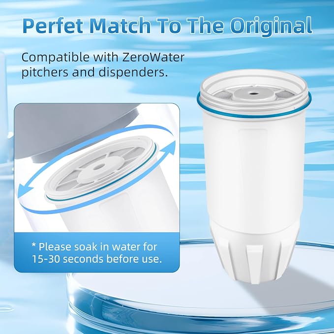 Upgraded Water Filter Replacement for ZERO Water Pitchers, 5 -Stage 0 TDS System Reduce Lead, Chromium, PFOA/PFOS, Water Filters 4 pack by APPLIANCEMENTS