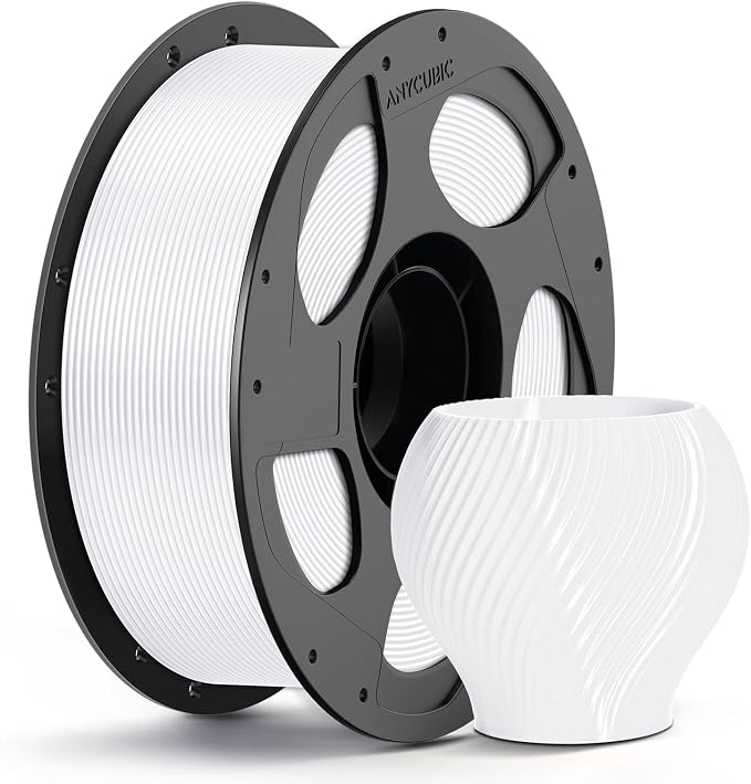 ANYCUBIC PETG Filament 1.75mm, 3D Printer Filament, Dimensional Accuracy +/- 0.02mm, Exceptional Toughness, Print with Most FDM 3D Printers, 1KG Reusable Spool, White