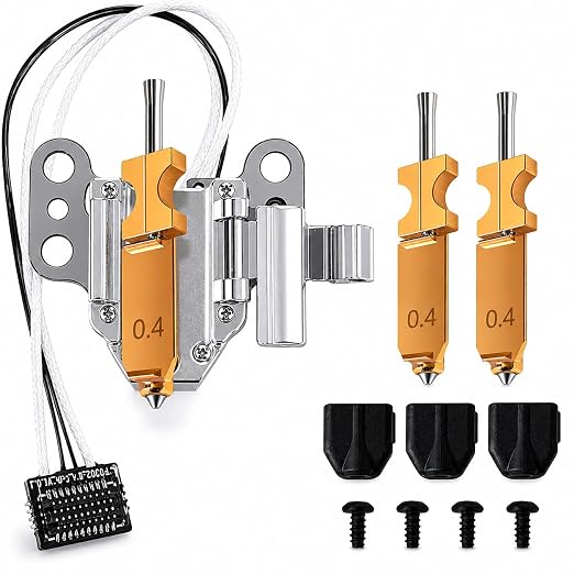 3PK 0.4MM AD5X Nozzle Hardened Steel Kit and 1PK Hotend Heating Assembly | High‑Speed 600 mm/s, Quick-Swap Precision Extrusion, Wear-Resistant & Leak-Free Kit, with 3PK Silicone Cover for Flashforge
