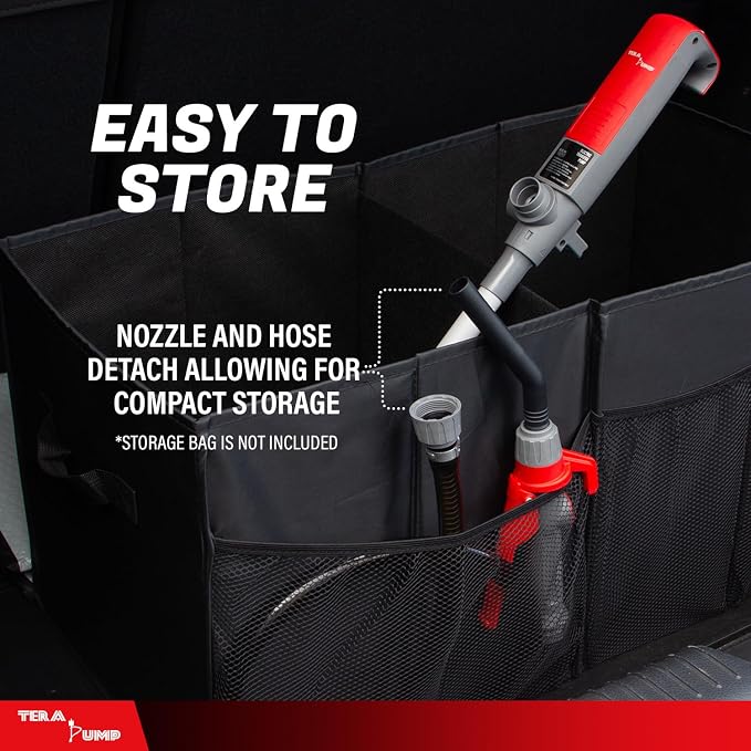 TERA PUMP Portable Battery Powered Multipurpose Gas Transfer Pump (2nd Gen) | 2.8 GAL/MIN, Quick Stop Nozzle, For Gas, Diesel, DEF, Liquid Transfer Pump