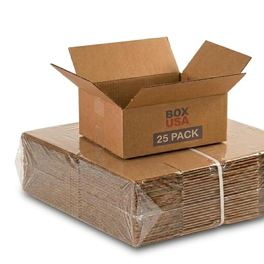 BOX USA Small Shipping Boxes 8"L x 8"W x 4"H (25-Pack) - Small Corrugated Cardboard Packaging Boxes for Shipping, Packing, Moving, and Storage at Home, Office, or Business