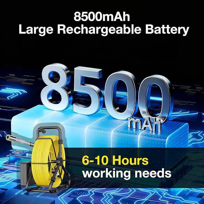 Sewer Camera 100 FT, 4.3" HD Screen, 23mm Industrial Endoscope with Light,32GB Card, Portable Drain Camera with 8500mAh Battery,Ideal for Plumbers and Homeowners(No DVR)