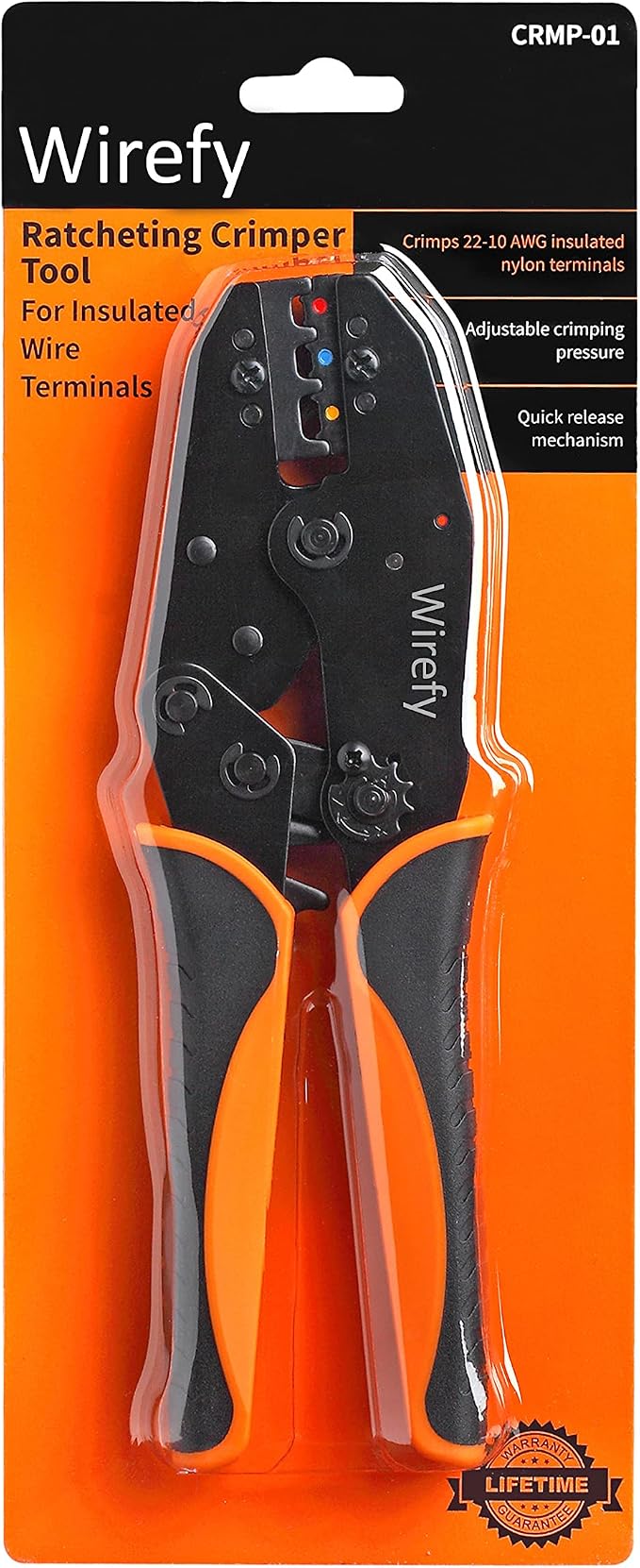 Wirefy Crimping Tool For Insulated Electrical Connectors AWG 22-10 - Ratcheting Wire Crimper Tool - Crimping Pliers - Ratchet Terminal Crimper - Wire Crimping Tool
