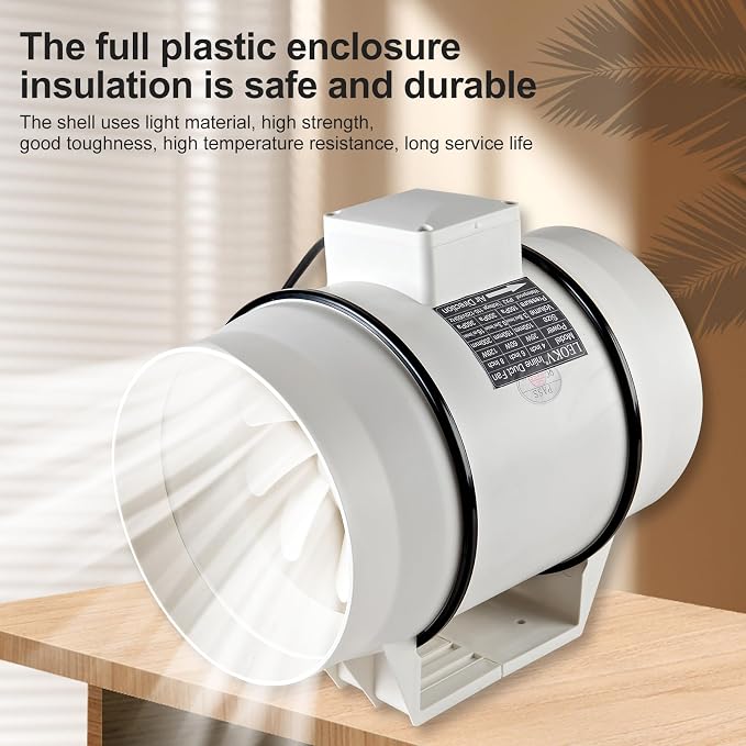 8Inch Exhaust fan Pipeline booster fan Inline duct fan 740 CFM Efficiency Air Fan for Duct Vent Bathroom, Kitchen, Grow Tent,Hydroponics,The wind is very strong.All-copper wire motors are more durable