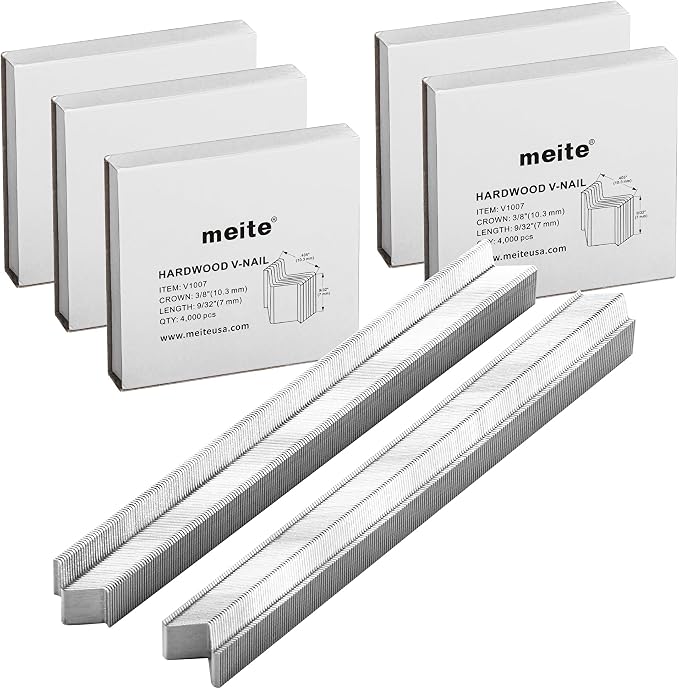 meite Picture Frame Nails 9/32-Inch Length Hardwood V Nails 5-Boxes-Pack | Compatible with V1015B Nailer Joiner Gun, 10.3mm Diameter for Wood Corner Framing