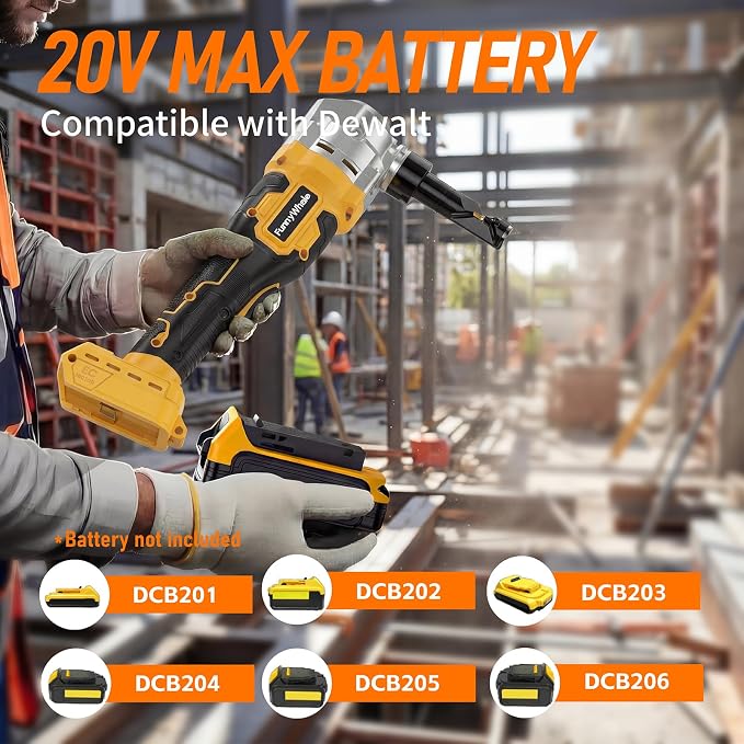 Cordless Metal Nibbler Compatible with Dewalt 20V MAX Battery(No Battery) | 18 Gauge Electric Metal Nibbler with Assist Handle & 2 Blades, 3000RPM Brushless Motor for Stainless Steel, Aluminum