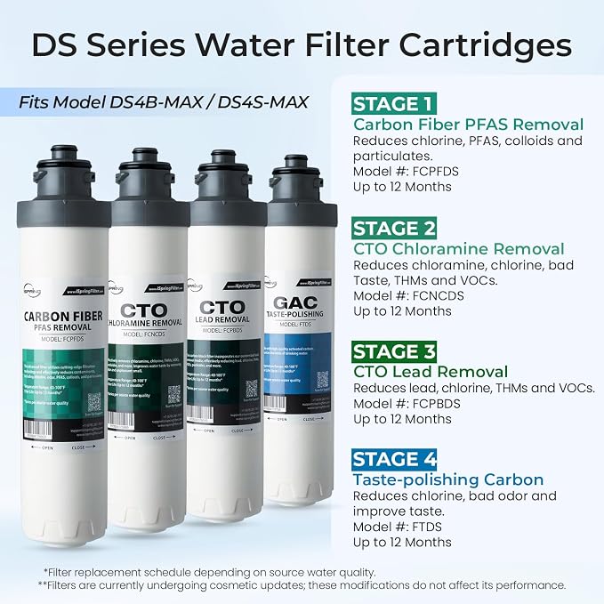 iSpring Bottleless Water Cooler Dispenser with 4-Stage Filtration, SGS-Tested 99% of PFAS, Lead, Chloramine Removal, Hot, Cold, Room Temp, Stainless Steel, Black, Model: DS4B-MAX