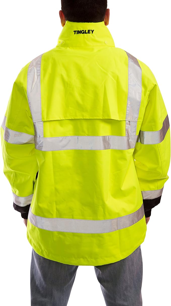 Tingley Standard Icon High Visibility Jacket With Attached Hood, Fluorescent Yellow-green/Black, 4X-Large