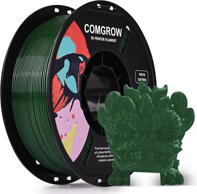Comgrow PETG 3D Printer Filament 1.75mm, High Precision and Tough 3D Printer Filament (2LBS), Dimensional Accuracy +/- 0.02 mm, Fit Most 3D Printers Military Green