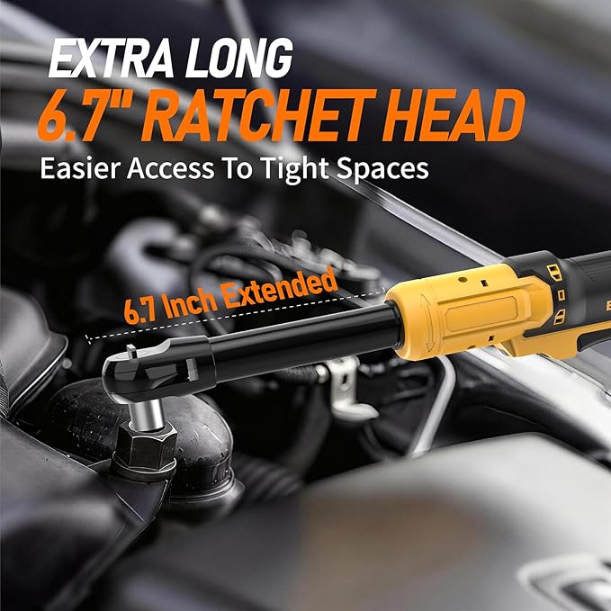 3/8" Cordless Ratchet Wrench Fit for Dewalt 20V Battery | 80FT-LBS Electric Ratchet Wrench with 5 Speeds, Sockets Set, Adapters and Tool Bag(No Battery)