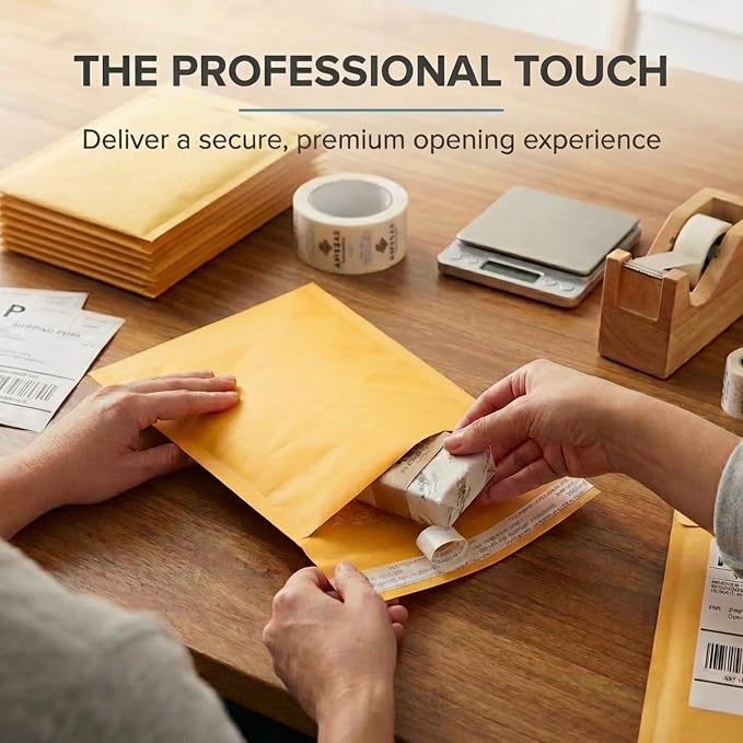 BOX USA 12 1/2 x 19" Kraft Bubble Mailers (50-Pack) - Brown Padded Envelopes, Self-Seal Shipping Bags for Small Business, Heavy Duty Cushioned Mailing Envelopes for Packaging and Shipping