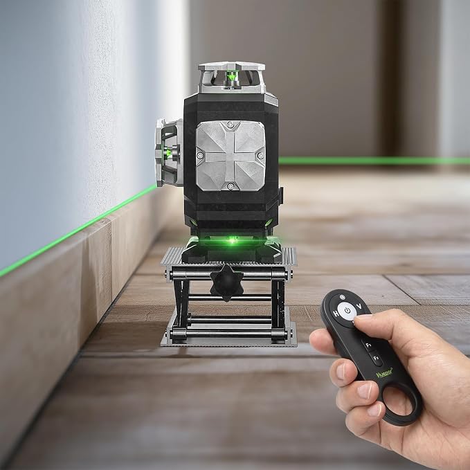 Huepar Laser Level 360 Self Leveling, S04CG 4x360° Green 4D Cross Line Laser with LCD Screen, Bluetooth Outdoor Pulse Mode, Remote Control, Rechargeable 16 Lines Laser Tool for Construction/Tile/Floor