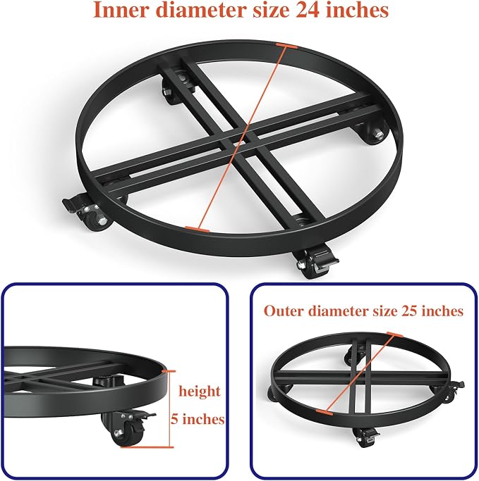 Heavy Duty 55 Gallon Drum Dolly - 2000LB Capacity Stainless Steel Barrel Cart w/4 Swivel Casters | Industrial Warehouse Drum Mover | Non-Tip Design & Steel Frame