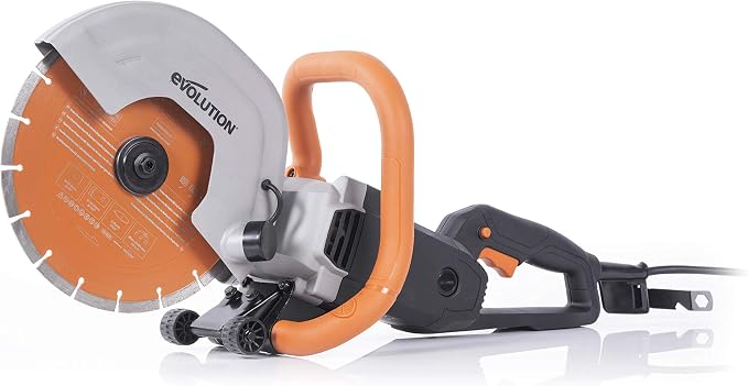 Evolution R255DCT | 10 in. Electric Concrete Saw | Premium Diamond Blade Included | 15A Motor | 4-1/16" Cut Depth | No Gas, No Fumes | Disc Cutter / Power Cutter / Cut-Off Saw | Brick & Masonry