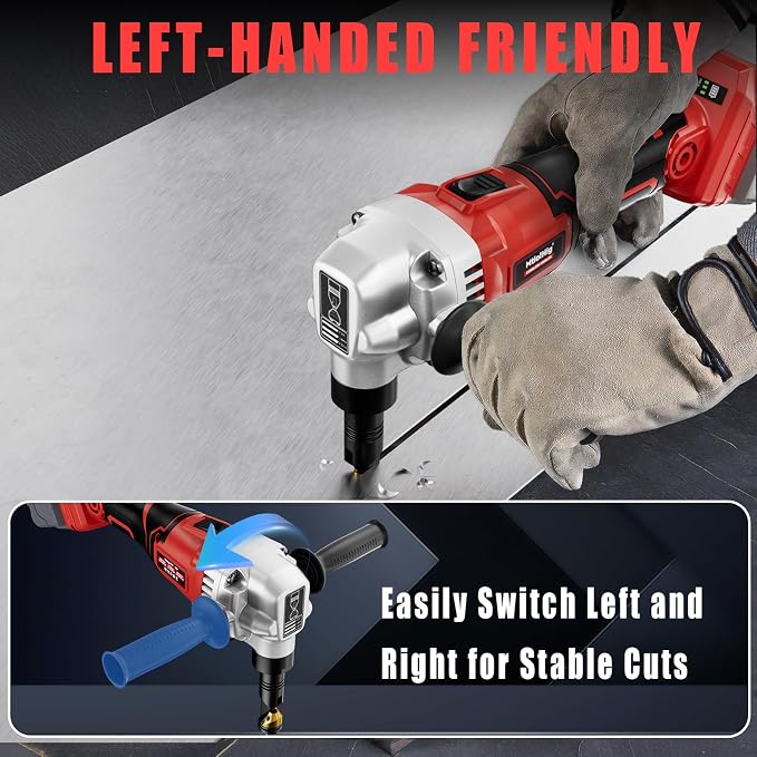 MtiolHig Cordless Metal Nibbler Compatible with Milwaukee 18V Battery,18-Gauge Electric Nibbler with Assist Handle & 2 Blades, 1900RPM Brushless Metal Cutter for Stainless Steel(Tool Only)