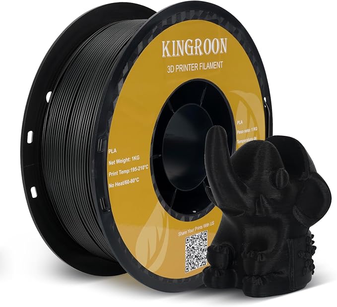 Kingroon High Speed PLA 3D Printer Filament 1.75mm, 3D Printer Rapid Filament for 30-600mm/s Hyper Printing Filament, Dimensional Accuracy +/- 0.03 mm, 1kg Plastic Spool(2.2lbs) (Black)
