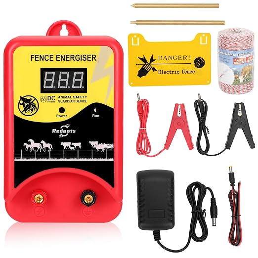 Electric Fence Charger for Livestock(with Grounding Rod), Electric Fence Charger, Fence Energizer 12KV Repel Predators, Fence Charger Ensure Secure Livestock Containmen,Supply for Diverse Farm