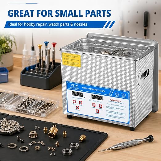 3L Ultrasonic Cleaner with Heater and Digital Timer, 40kHz 120W Professional Ultrasonic Jewelry Cleaning Machine, Stainless Steel Sonic Cleaner for Watches, Glasses, Retainers, Coins and Small Parts