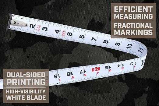 Spec Ops Tools Elite Series Tape Measure for Measuring & Layout, 1 1/4" Double-Sided Blade, Heavy Duty Military-Grade Composite Case, 35 Foot Magnetic
