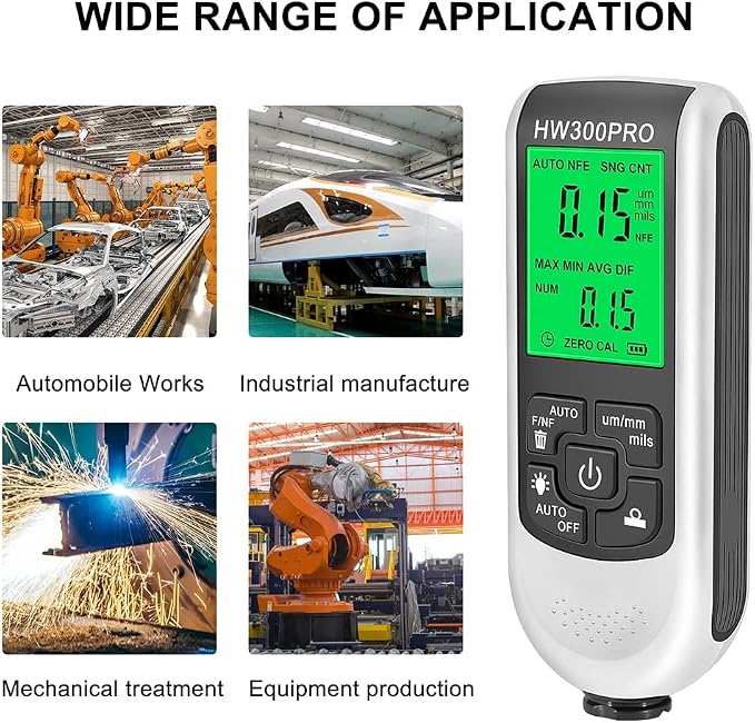 EMVANV Paint Thickness Gauge, Digital Meter Probe Paint Thickness Gauge Zero Calibration Digital Display Car Coating LCD(White)